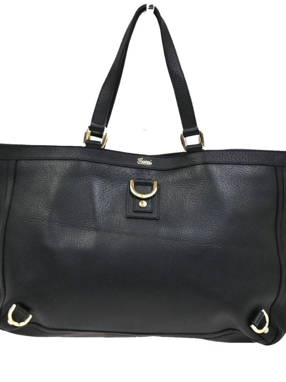 GUCCI GG Pattern Abbey D-ring Shoulder Tote Bag Leather Black Italy GHW 32KC926